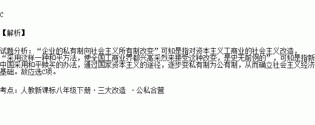 实行股份制 b.廉价收购 c.赎买政策 d.