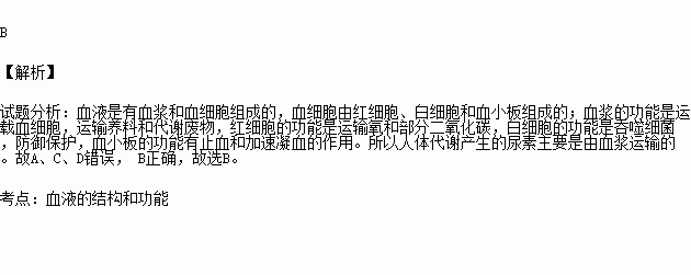 血漿 c.白細胞 d.血小板 題目和參考答案——青夏教育精英家教網