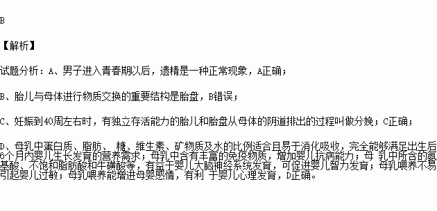 下列有關人類生殖和發育的敘述,不正確的是( )a.青春期男孩出現遺精是