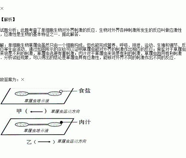 草履虫不能对外界的刺激做出一定的反应