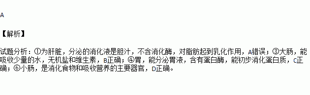 下列叙述错误的是a①分泌的消化液含有消化脂肪的酶b