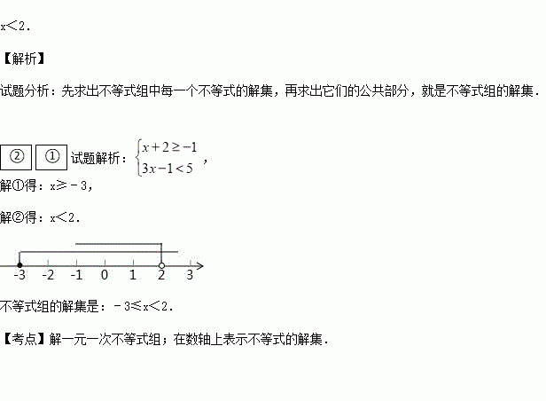 解不等式组并将解集在数轴上表示出来.