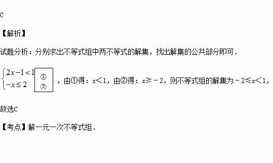 不等式组的解集为)