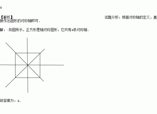 正方形是一個軸對稱圖形它有條對稱軸