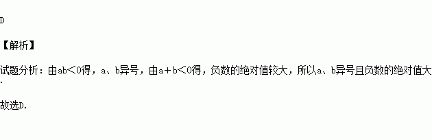 b為兩個有理數.且ab 0,a b 0.則( )a.a.b都是正數b.a.b都是負數 c.a.