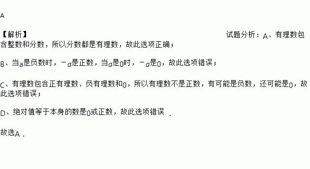 a是負數c. 有理數不是正數就是負數 d.