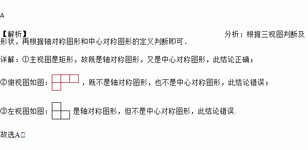 成的幾何體如圖所示則以下結論①主視圖既是軸對稱圖形又是中心對稱