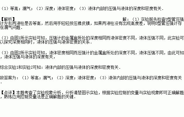 如图所示小雨同学用u型管压强计探究影响液体压强的因素