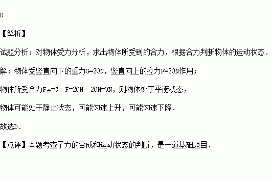 该物体( )a一定处于静止状态b一定处于匀速上升状态c