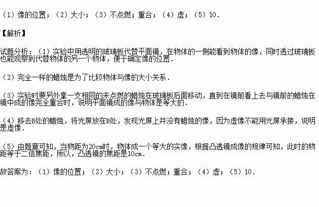 如图所示是小方同学用两只外形相同的蜡烛探究平面镜成像的特点