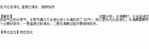 小洁烧水她观察到水沸腾时不断有白气冒出来从水到形成白气的物态变化