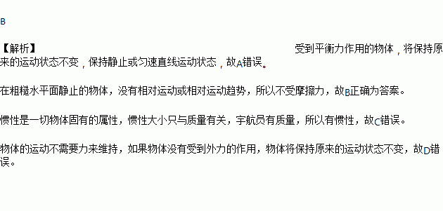 受到平衡力作用的物体一定处于静止状态