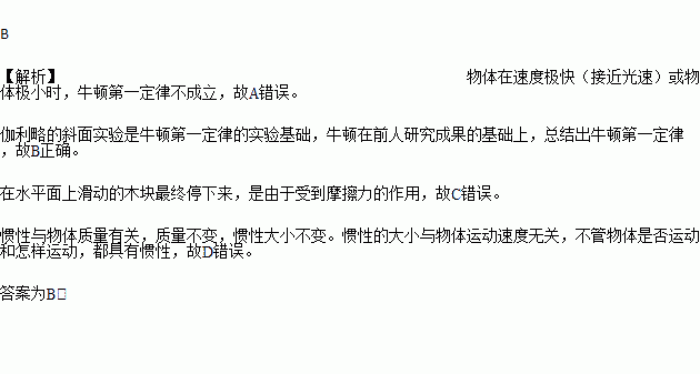 伽利略的斜面實驗是牛頓第一定律的實驗基礎c.