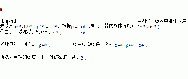 如图所示,甲乙两个小球分别放在两个容器中处于静止状态,此时容器中