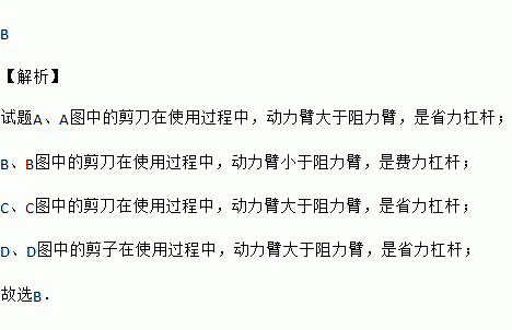 在如图所示的四种剪刀中正常使用时属于费力杠杆的是a b c d