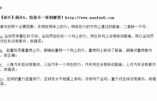 圖中所示的情景中關於力對物體做功的敘述正確的是