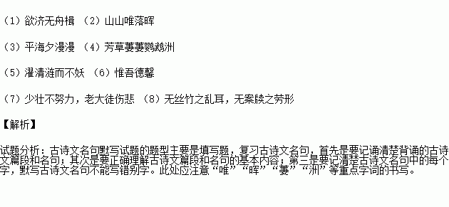 (王績)(3)迷津欲有問. .(孟浩然)(4)晴川歷歷漢陽樹. .