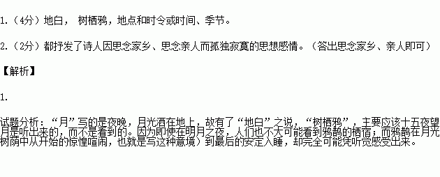 完成下列小题十五夜望月 [唐·王建]中庭地白树栖鸦冷露无声湿桂花