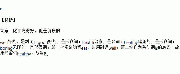 well好的,是副詞;good好的,是形容詞;health健康,是名詞;healthy