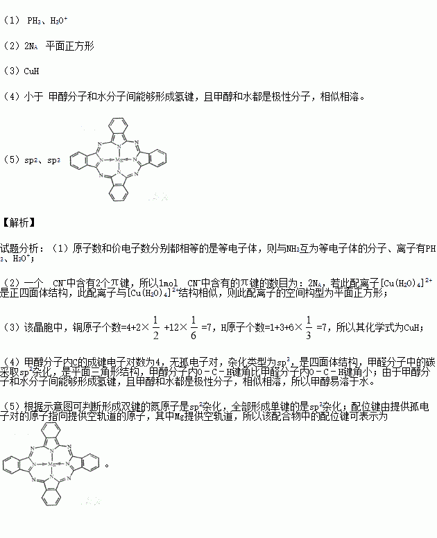 作用,一种金属镁酞菁配合物的结构如图所示,其中n原子的杂化方式为,在