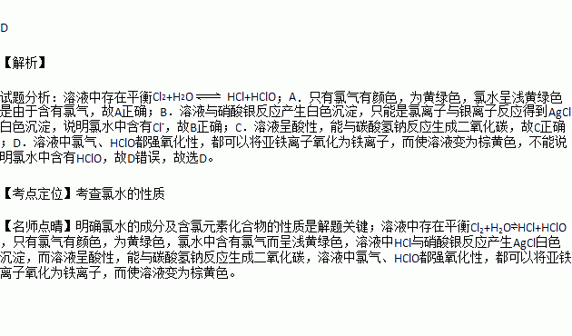 向氯水中滴加硝