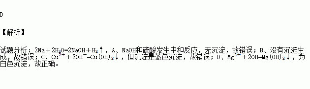 把一小塊金屬鈉放入下列溶液中,既能產生氣體又會生成白色沉澱的是 ()