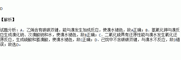 不能使溴水褪色的是