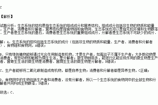 關於生態系統結構的說法中.正確的是( )a.