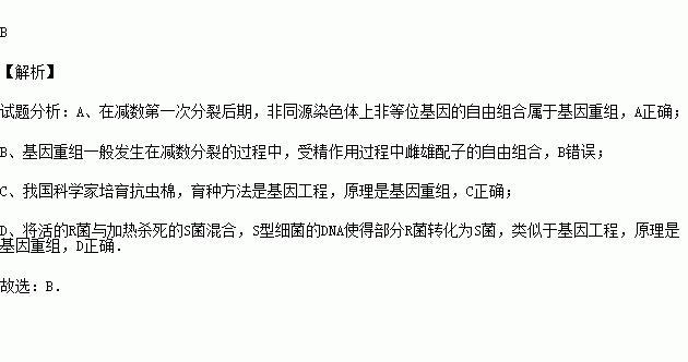 非同源染色體上非等位基因的自由組合屬於基因重組b.