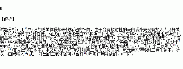 下列关于同位素示踪实验的叙述错误的是a