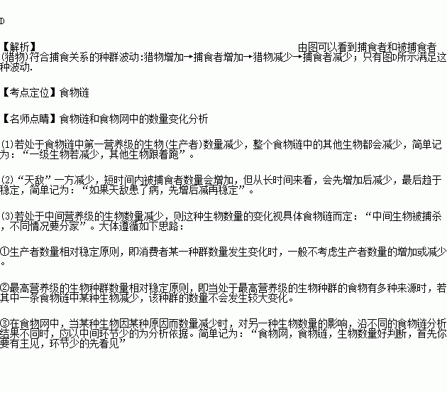 某捕食者与其猎物种群大小随时间变化的关系如图所示如果以捕食者数量