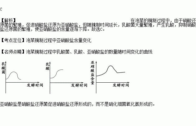 下图为泡菜腌制过程中亚硝酸盐的含量变化曲线正确的是