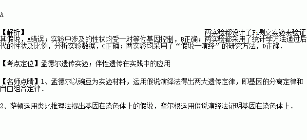 d.两实验均采用了"假说一演绎"的研究方法c.