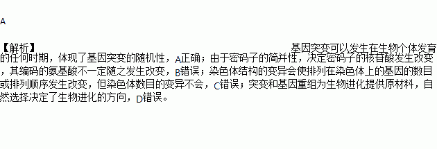 下列說法正確的是a. 基因突變可以發生在生物個體發育的任何時期.體現