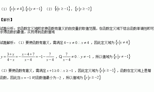 (本題12分)求下列函數的定義域和值域