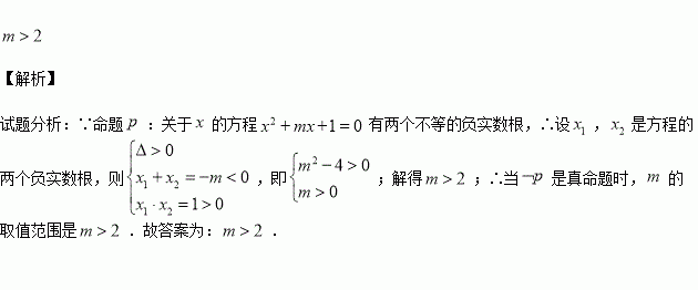 已知關於的方程有兩個不等的負實數根,若是真命題,則實數的取值範圍是