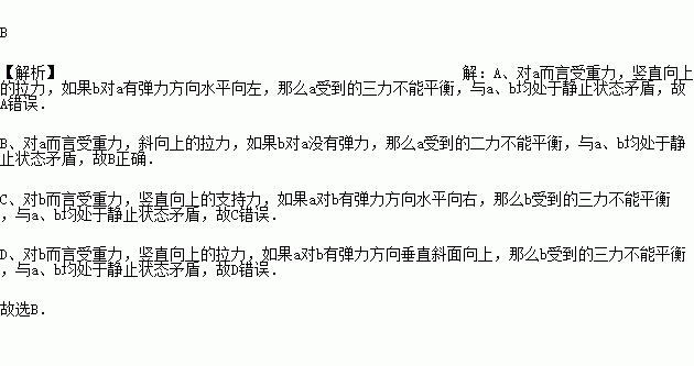 在图中a,b均处于静止状态,则a,b间一定有弹力的是( )