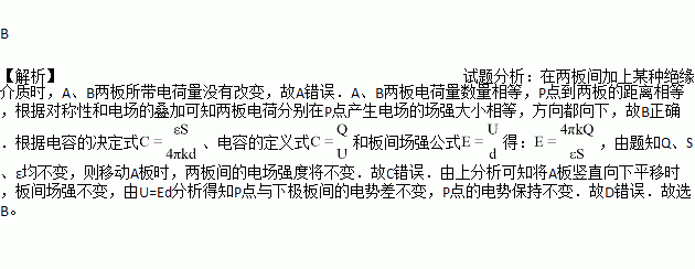 兩面積較大.正對著的平行極板a.b水平放置.極板上帶有等量異種電荷.