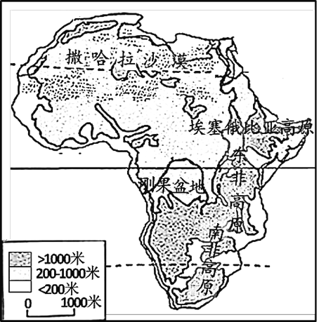 非洲的地形图 简图图片