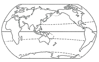 读世界海陆轮廓简图完成下面小题