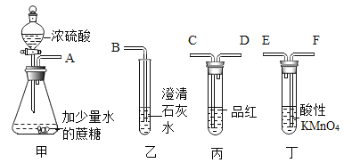 再注入一定量的浓硫酸用玻璃棒迅速搅拌可观察到蔗糖迅速变黑