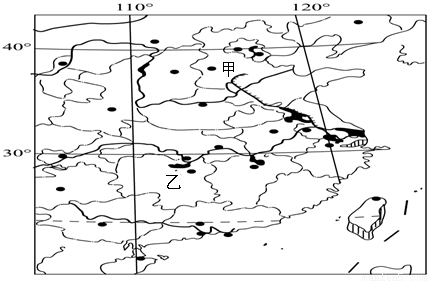图中甲位于华北平原,乙位于长江中下游平原读图回答下列小题