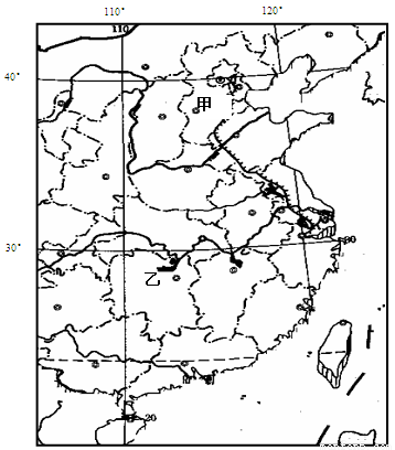 图中甲位于华北平原,乙位于长江中下游平原读图回答下列问题