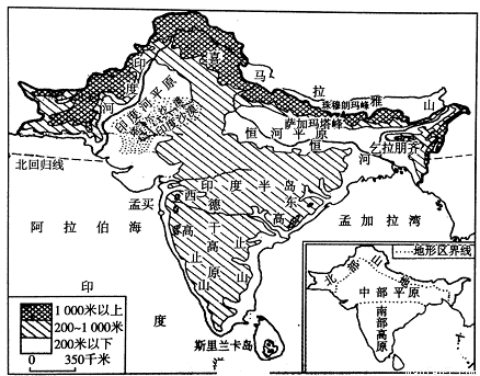 南亚地形简图手绘图片