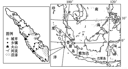 (1)简要概括苏门答腊岛的地形特征