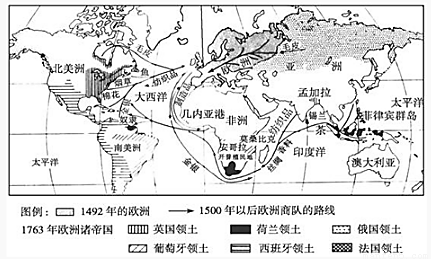 下面是斯塔夫里阿诺斯所著《全球通史》中名为"新兴西方的世界(1763年