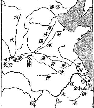 阅读下列材料: 材料一:《隋朝大运河》图