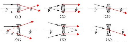 如圖所示:(6)過凹透鏡焦點的光線折射光線沿原直線畫.