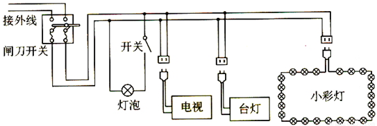 小彩灯之间采用了 接法.灯泡.电视.台灯之间采用了 接法.