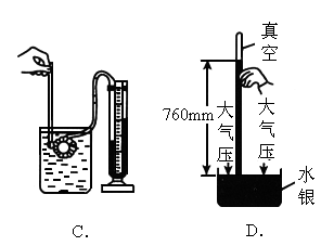下列各实验中(如图),能测出大气压强值的是